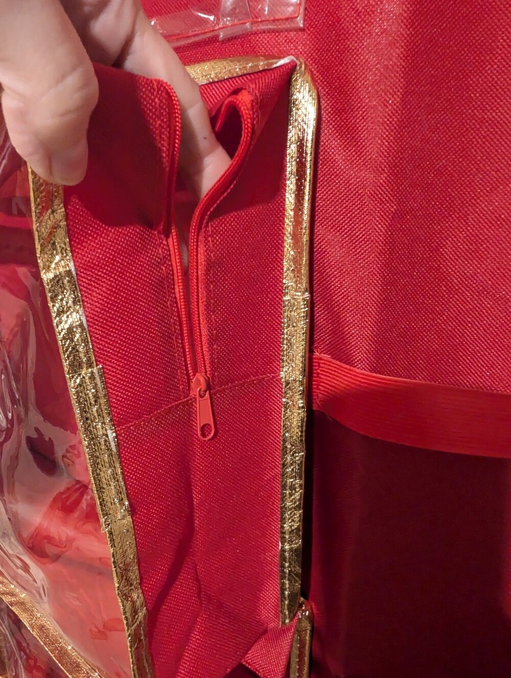 Holiday Gift Wrap Organizer- Hanging with Clear Zipper Pocket - Picture 5 of 6